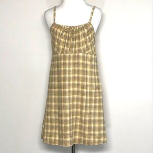 Urban Outfitters Women’s Yellow & Gray Plaid Babydoll Dress Size S Small